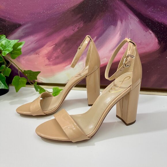 SAM EDELMAN Yaro Block Heel Sandal in Beige Size 9 - Picture 2 of 12